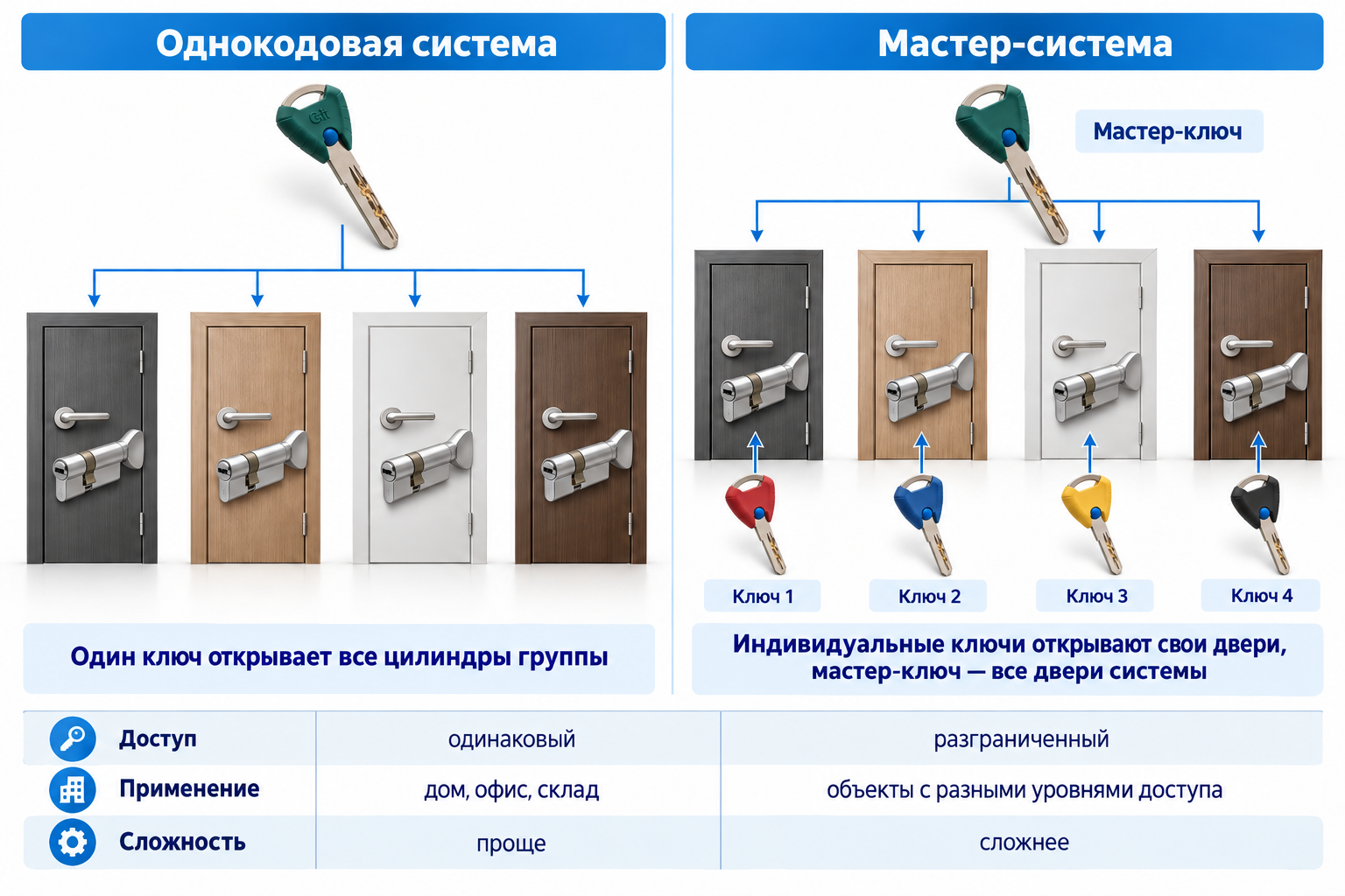 Цилиндровый механизм КРИТ с ключом и поворотной ручкой